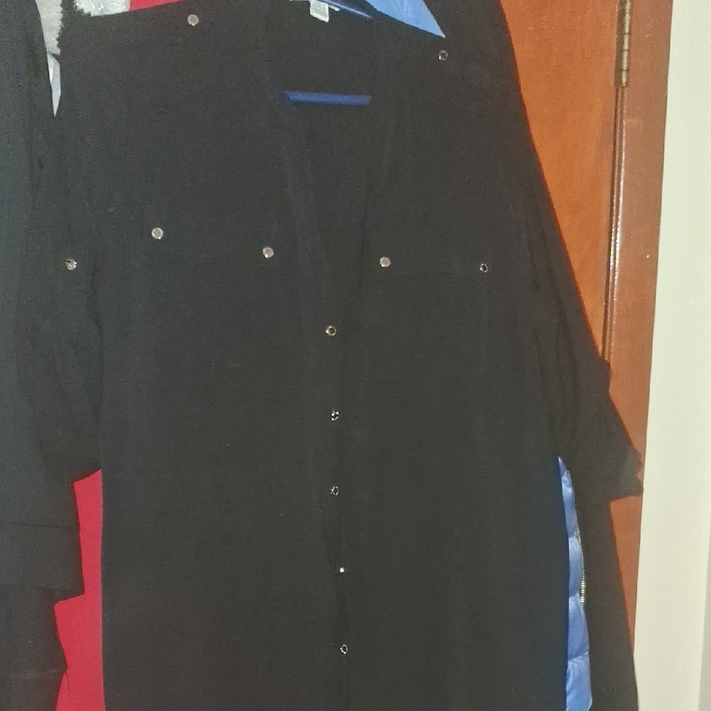 Calvin Klein Classic Black Button-Down Blouse